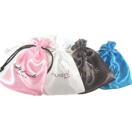 Custom Logo Printed Satin Bags Bulk Personalized Pouches for